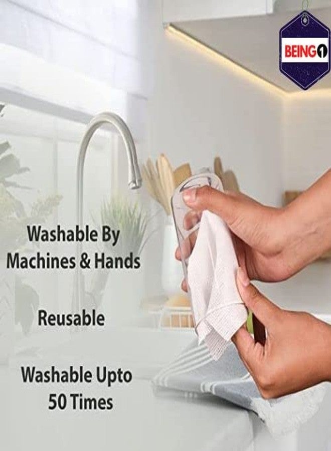 Being One BeingOne Bamboo Fibre Reusable 200 GSM Kitchen Wipes Washable/Cleaning Cloth/Table Wipe Highly Absorbent, Washable, Breathable and Durable Towel for Kitchen, Bathroom Windows, Dusting (Pack of 3) - Image 4